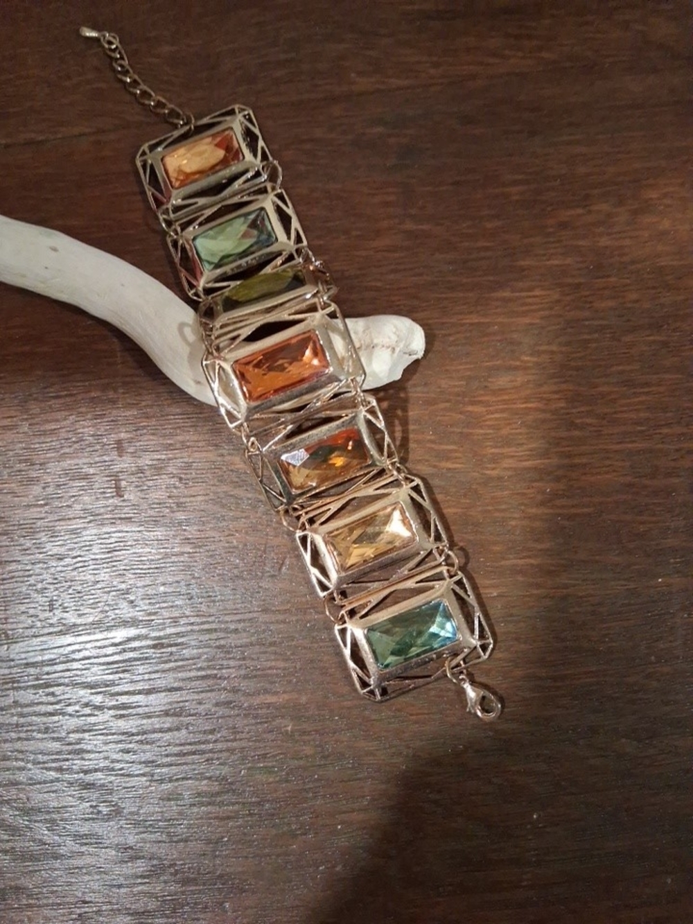 Multicolor& Goldtone Link Bracelet ** MATCHING NECKLACE LISTED**